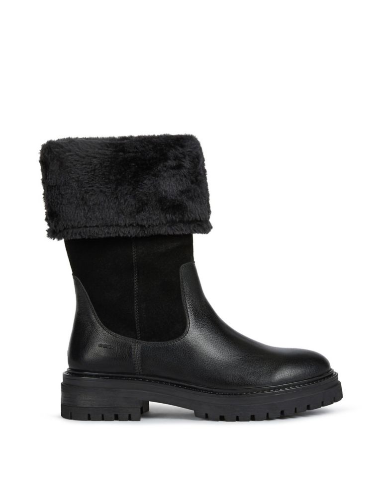 Leather Faux Fur Chunky Winter Boots 1 of 5