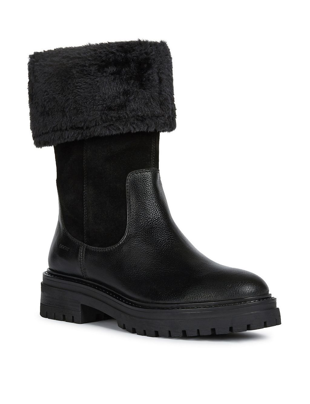 Leather Faux Fur Chunky Winter Boots 1 of 5