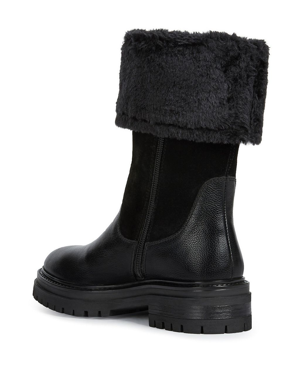 Leather Faux Fur Chunky Winter Boots 2 of 5