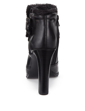 Leather Faux Fur Cuff Boots with Insolia® Image 2 of 5