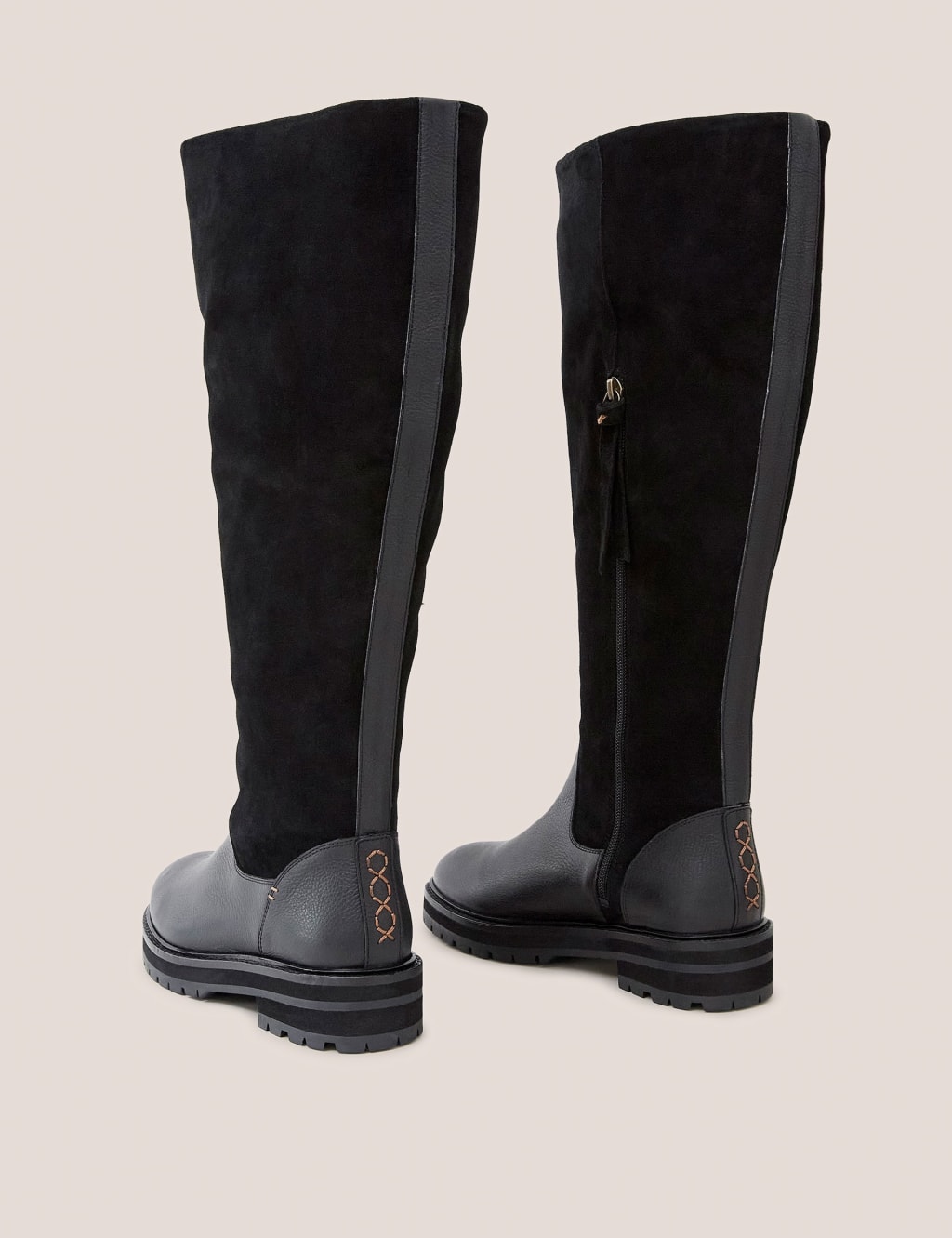 Leather Faux Fur Lined Knee High Boots White Stuff M S