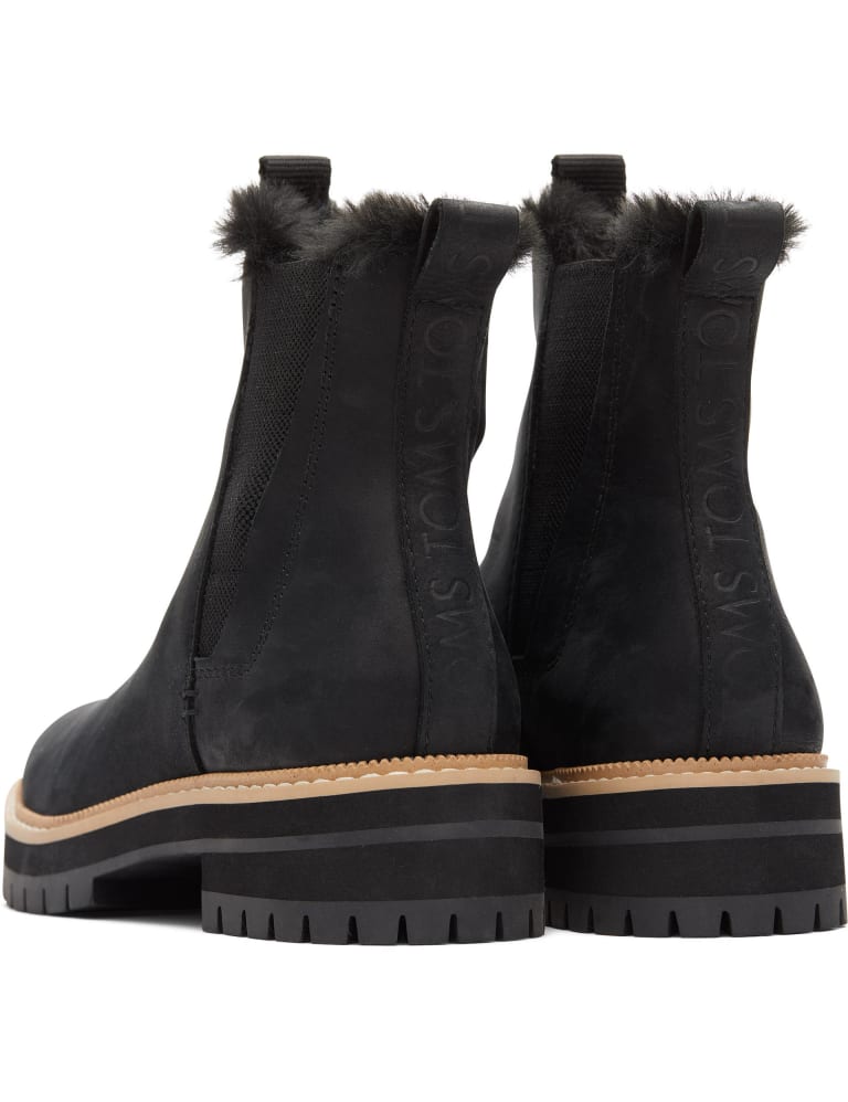 Leather Faux Fur Lining Ankle Boots