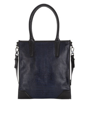 Leather Faux Snakeskin Design Tote Bag Image 2 of 7