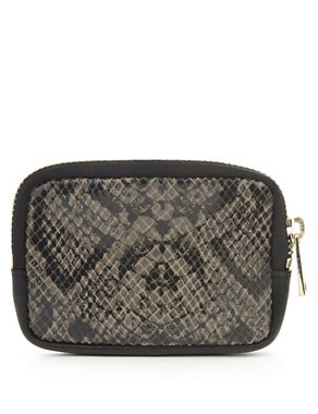 Leather Faux Snakeskin Zip Purse Image 2 of 4