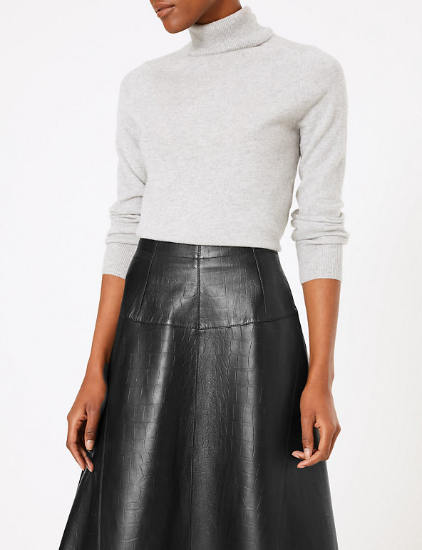 Leather Fit ☀ Flare Midi Skirt ...
