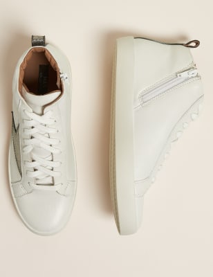 Marks and spencer white clearance leather trainers