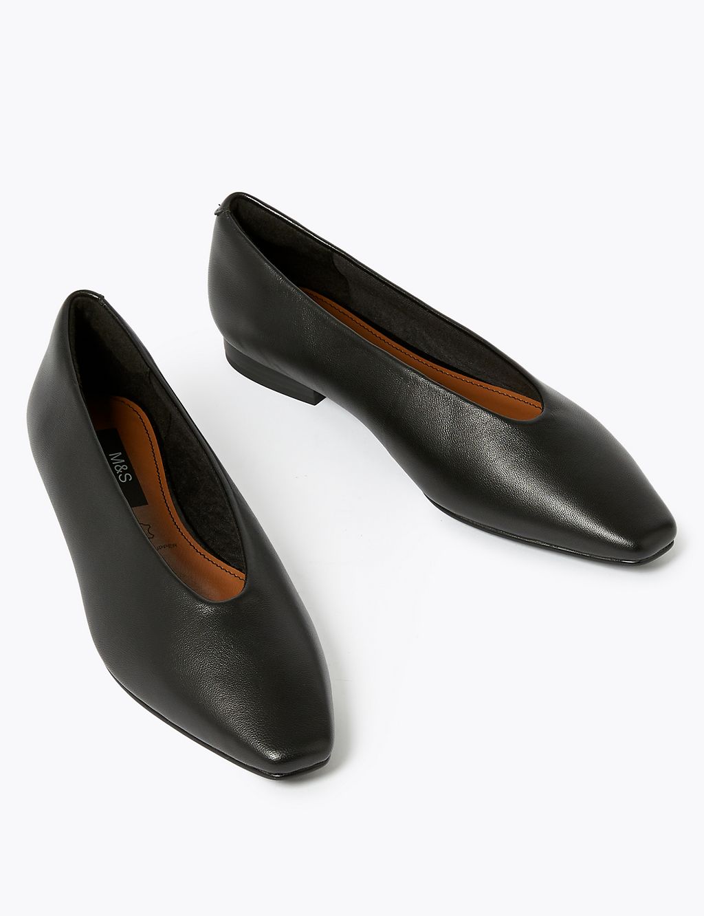 Leather Flat Chisel Toe Ballerina Pumps | M&S Collection | M&S