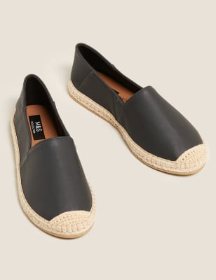 Leather Flat Espadrilles M S Collection M S