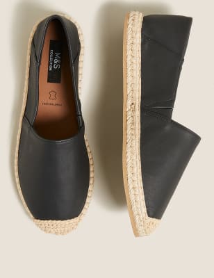 Leather Flat Espadrilles M S Collection M S