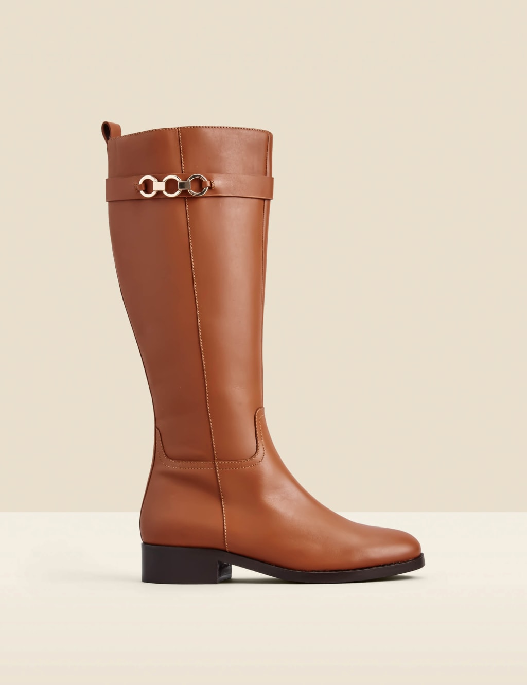 Leather Flat Knee High Boots SOSANDAR M S