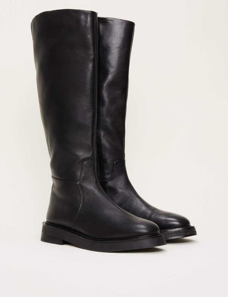 Ladies black leather knee high boots size on sale 8