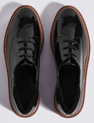 Patent Lace Up Flatform Brogues, M&S Collection