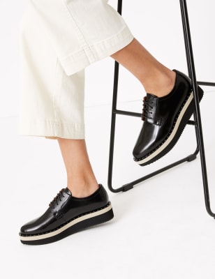 Patent Lace Up Flatform Brogues, M&S Collection