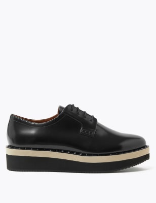 Patent Lace Up Flatform Brogues, M&S Collection