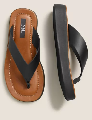 Leather Flatform Flip Flops 3 of 6
