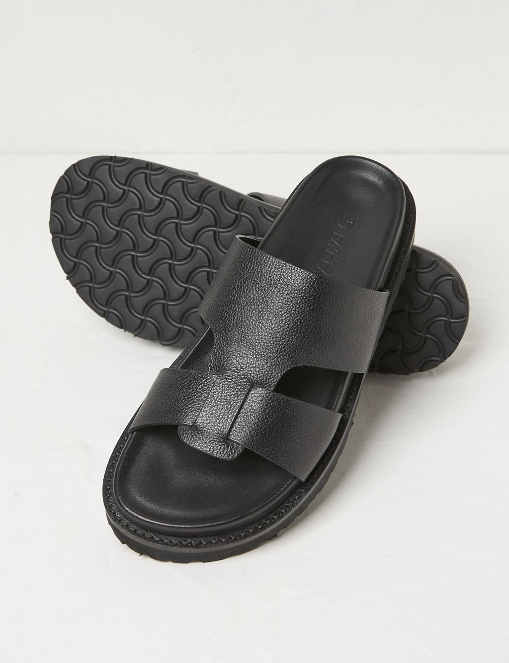 Leather Flatform Footbed Sliders 1 of 3