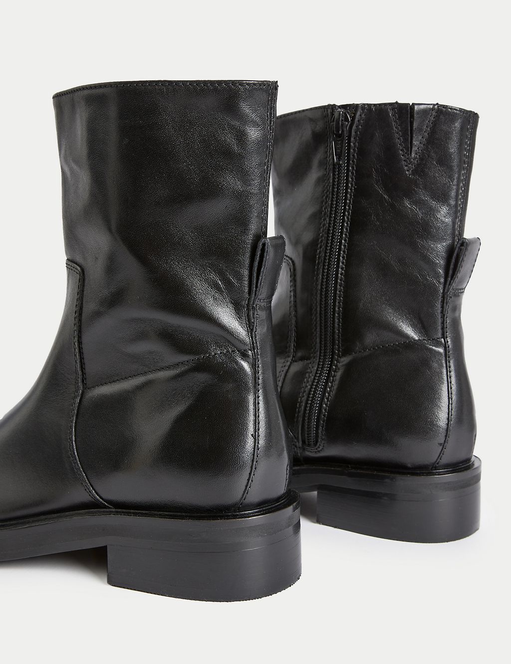 Leather Flatform Round Toe Ankle Boots 2 of 3