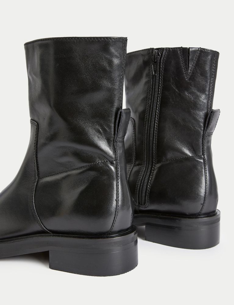 Leather Flatform Round Toe Ankle Boots 3 of 3