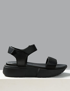 Leather Flatform Two Band Sandals Image 2 of 5