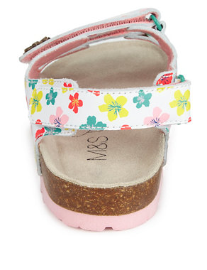 Leather Footbed Floral Riptape Sandals (Younger Girls) Image 2 of 5