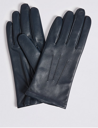 M&S Collection Ladies Leather Gloves Mauve Size M