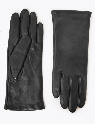 gray leather gloves