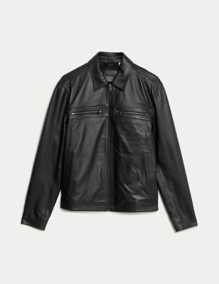 Leather Harrington Jacket Image 2 of 7
