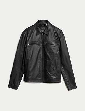 Leather Harrington Jacket Image 2 of 7