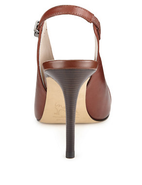 Leather High Cut Slingback Court Shoes with Insolia® Image 2 of 3