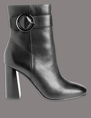 Leather High Ring Ankle Boots with Insolia® Image 2 of 6