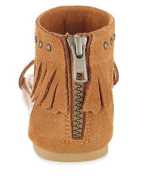 Leather High Top Studded Fringe Sandals (Younger Girls) Image 2 of 5