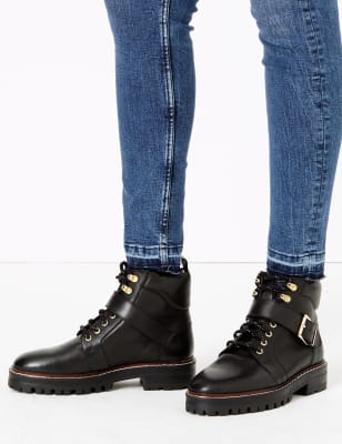 leather hiker ankle boots