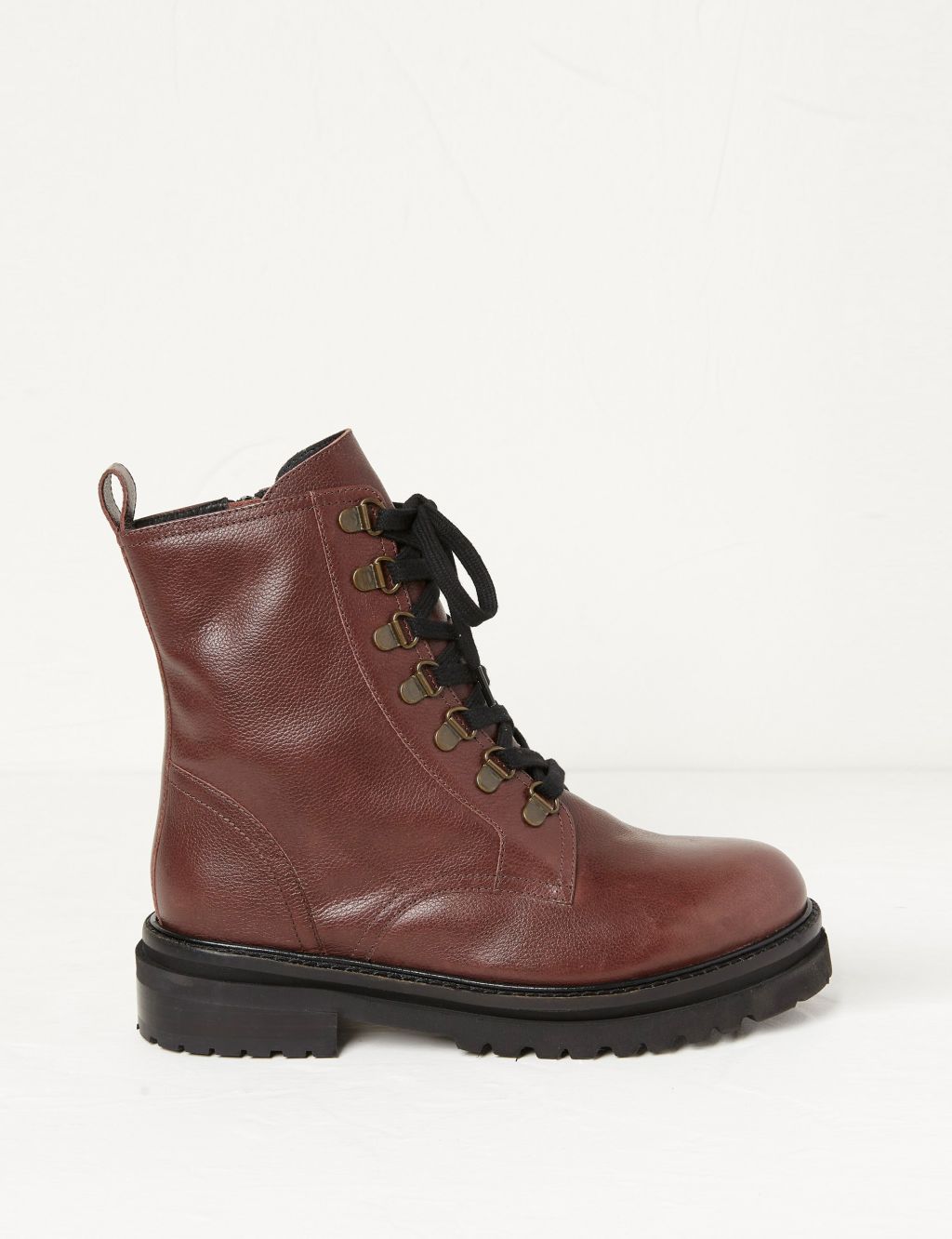 Leather Hiker Lace Up Cleated Ankle Boots 3 of 4