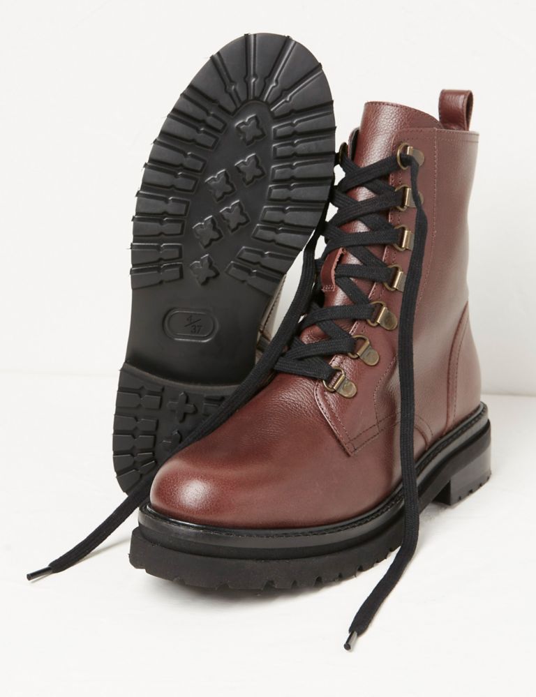Leather Hiker Lace Up Cleated Ankle Boots 3 of 4