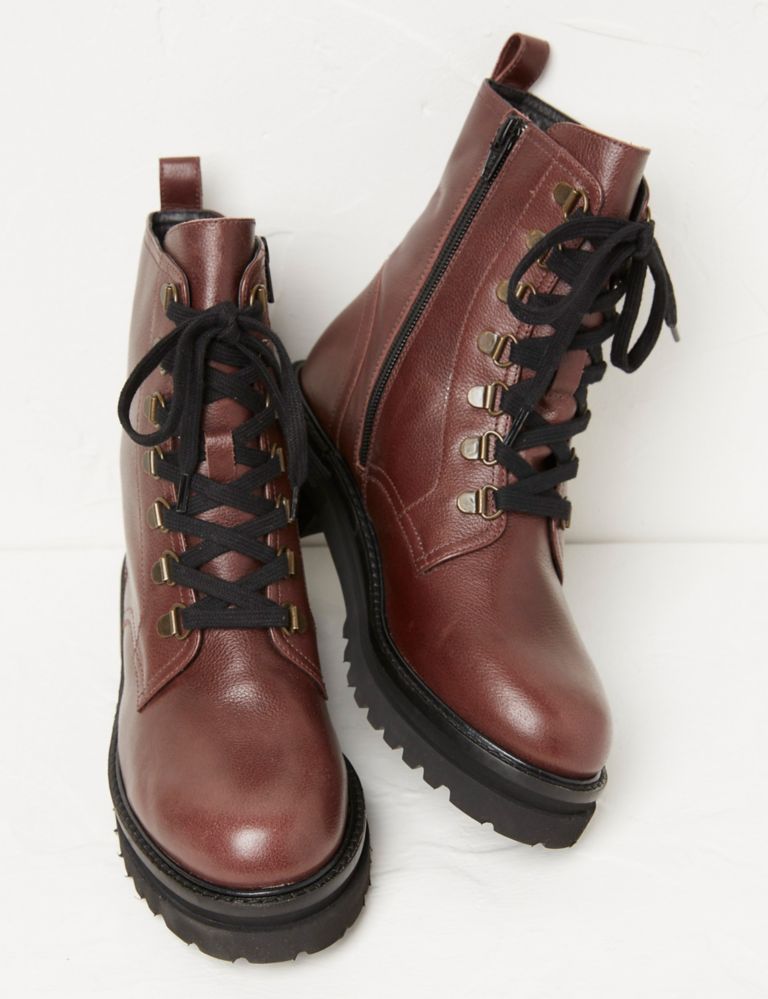 Leather Hiker Lace Up Cleated Ankle Boots 2 of 4