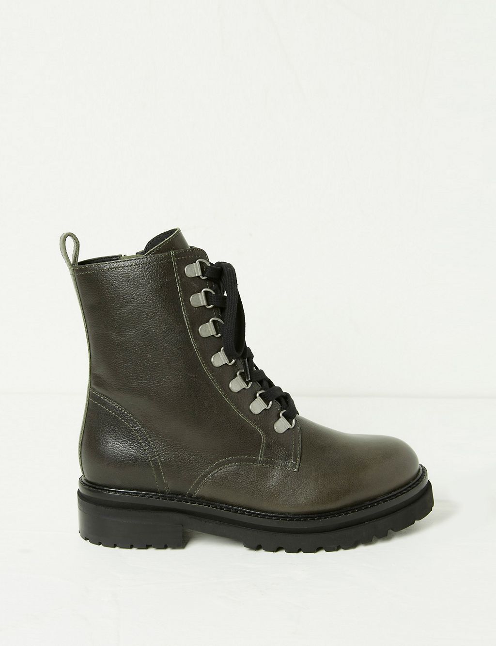 Leather Hiker Lace Up Cleated Ankle Boots 3 of 5
