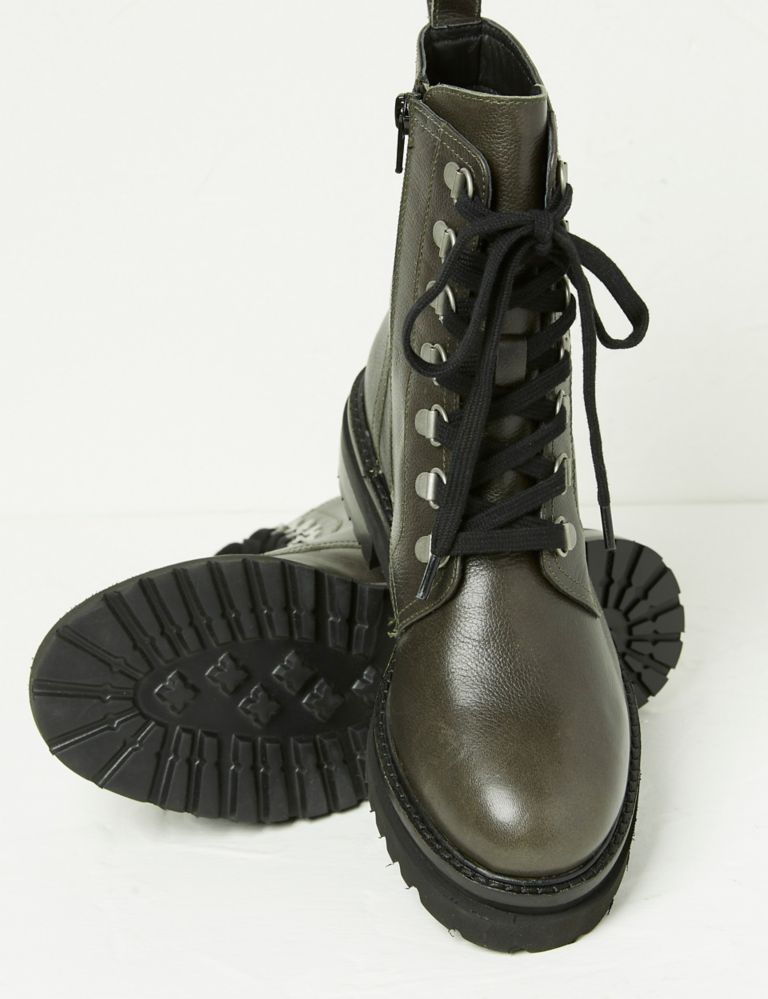 Leather Hiker Lace Up Cleated Ankle Boots 3 of 5