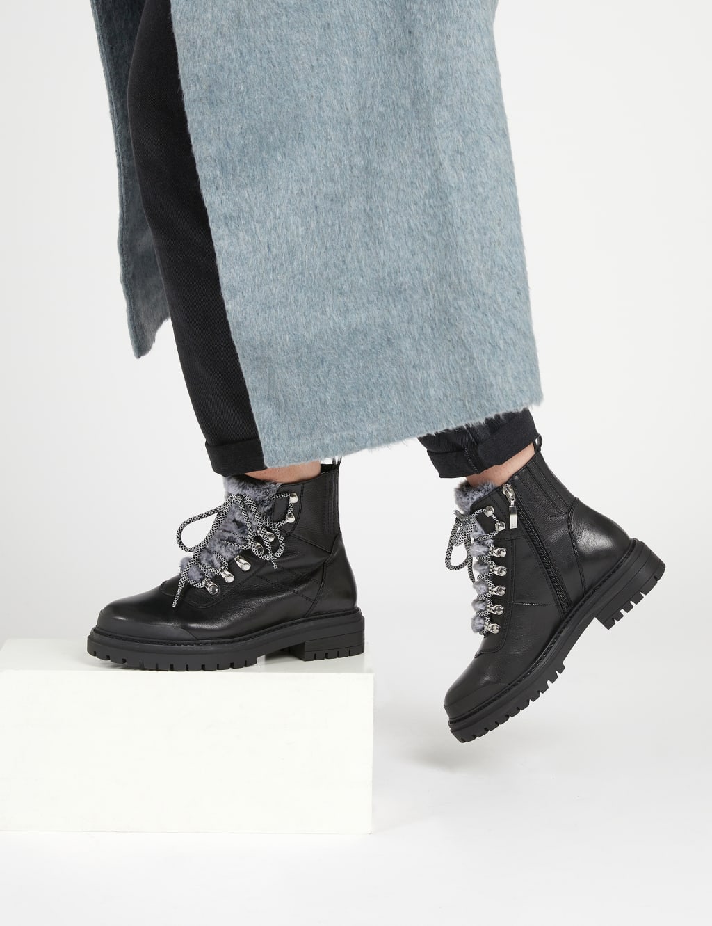 Leather hiker sales ankle boots