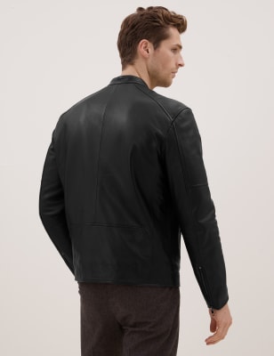 m&s mens leather bomber jacket