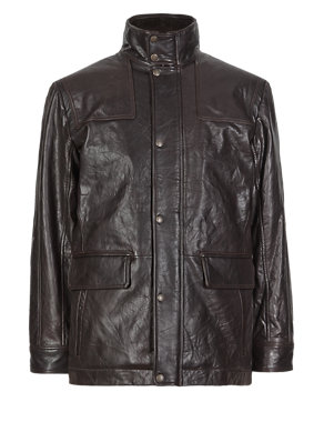 Leather Jacket Lightly Padded Image 2 of 4