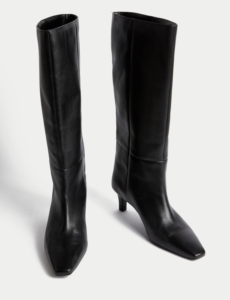 Leather Kitten Heel Knee High Boots | M&S Collection | M&S
