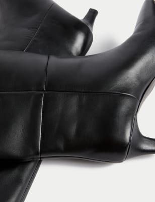 Kitten heel leather knee best sale high boots