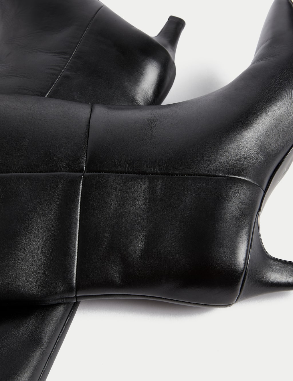 Kitten heel leather knee high boots outlet