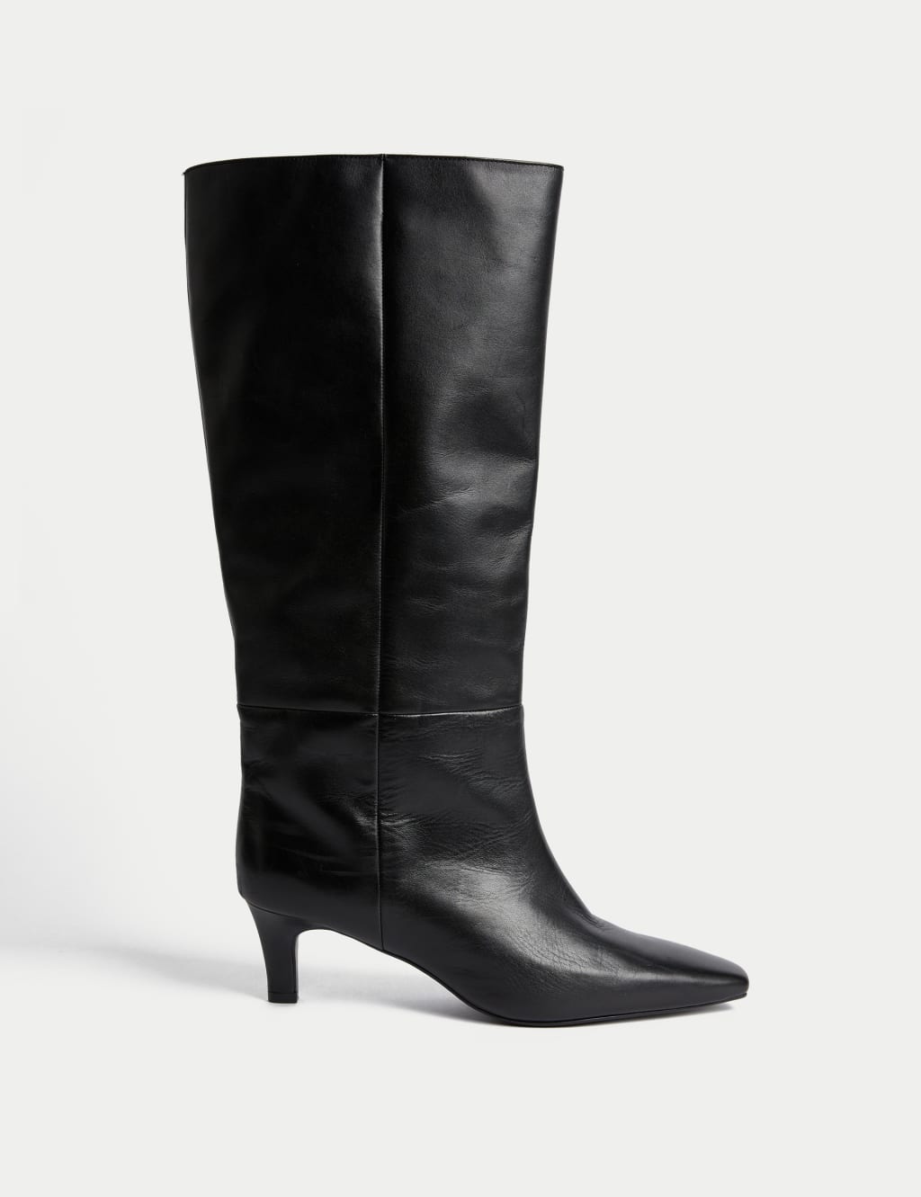 Leather Kitten Heel Knee High Boots M S Collection M S