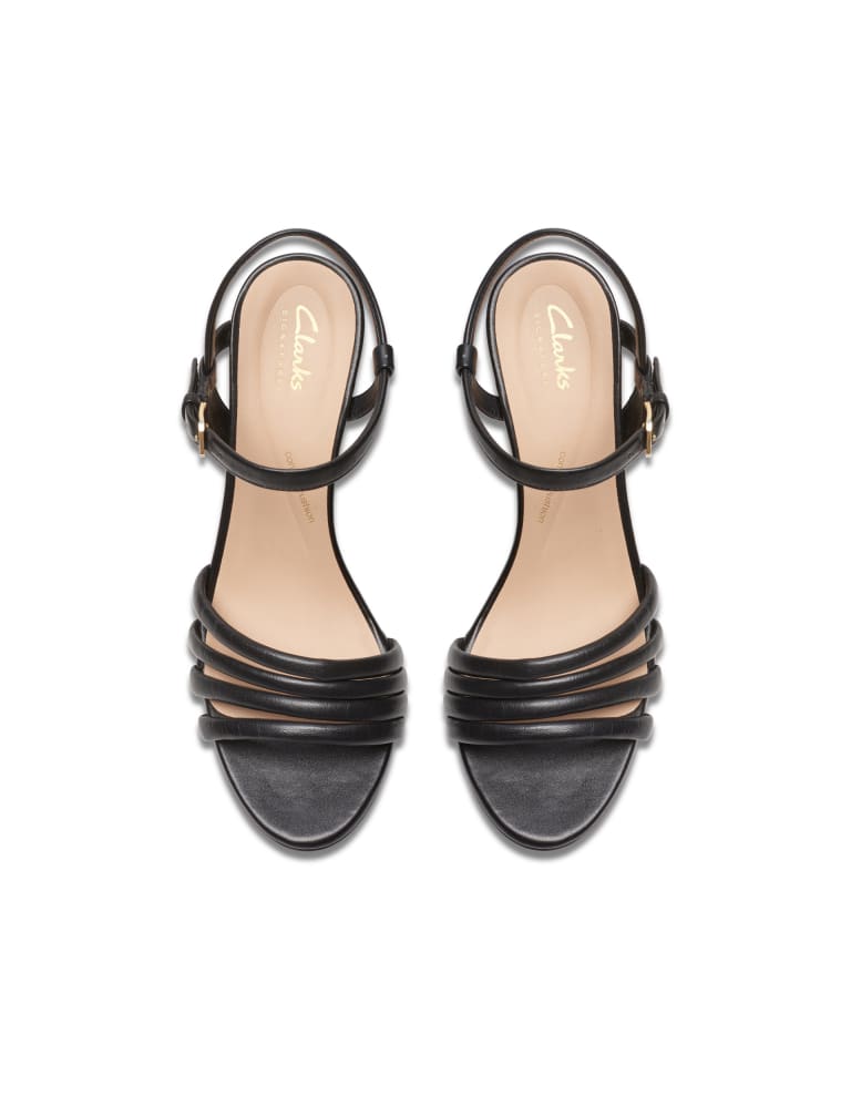 Clarks black strappy sandals discount