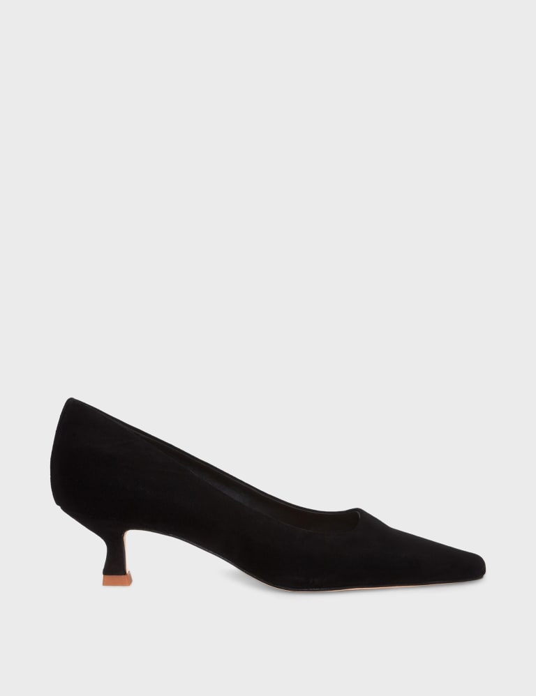 Leather Kitten Heel Square Toe Court Shoes HOBBS M S