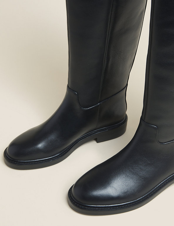 New M&S COLLECTION Black Insolia Flex Block Heel Knee High Boots Sz UK 3 