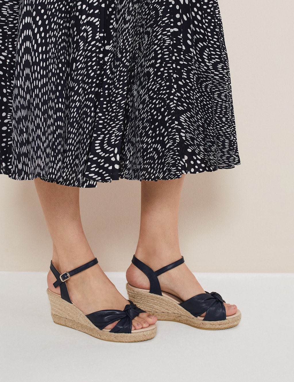 Leather Knot Ankle Strap Wedge Espadrilles Phase Eight M S