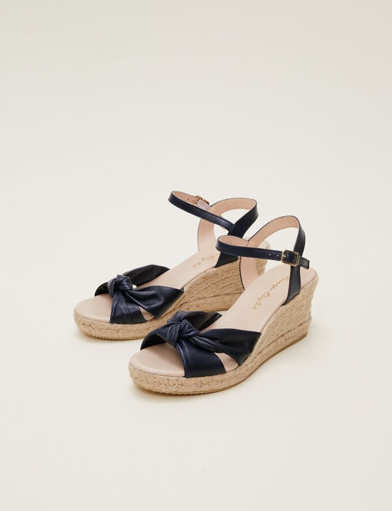 Leather Knot Ankle Strap Wedge Espadrilles 3 of 7