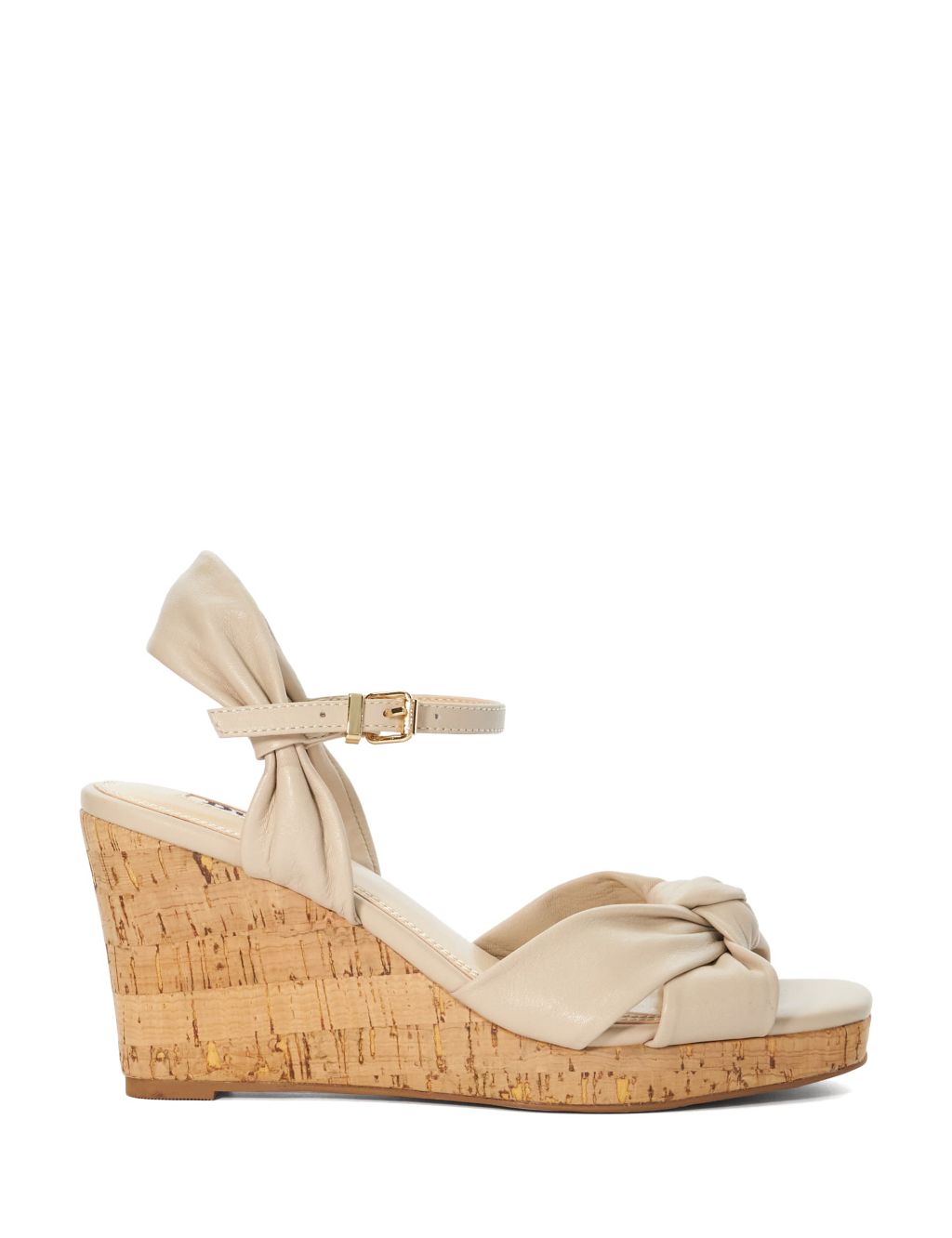 Leather Knot Ankle Strap Wedge Sandals 3 of 5
